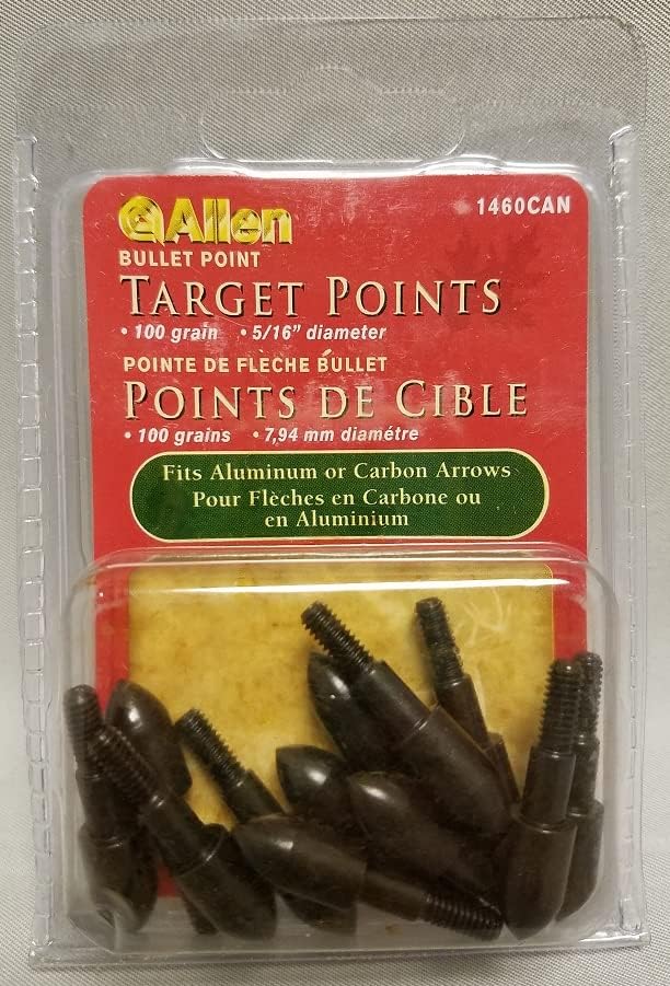 Allen Company Archery Bullet Points - Soft Arrow Tips for Target Practice - Screw-On Design - Reduces Wear and Tear on Targets - Multiple Sizes/Grain - 12-Pack - Black