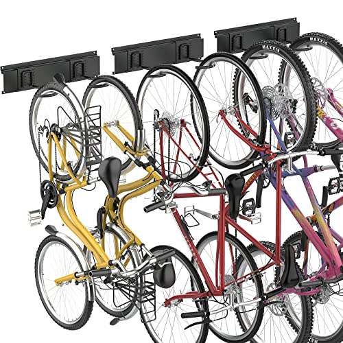 Wall-Mounted Bike Rack for Garage - Holds 6 Bicycles Storage Organizer