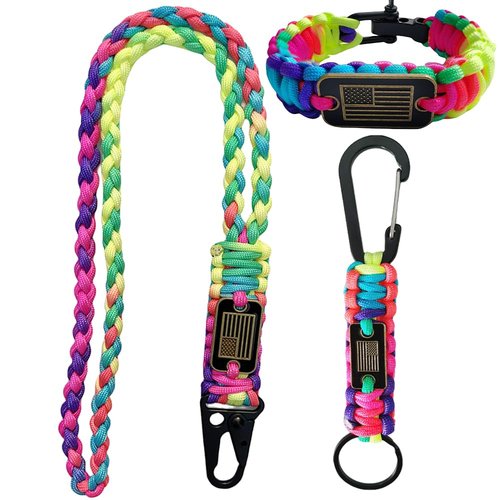 DIHAIMI Heavy Duty Paracord Set - Lanyard Necklace, Carabiner Keychain, and Tactical Survival Bracelet