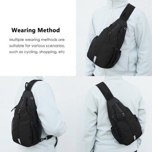MAVHVAM Small Crossbody Sling Bag - Lightweight Travel Hiking Backpack - Adjustable Daypack - Reflective Strap - One Shoulder - Water-Repellent Chest Bag - Teal