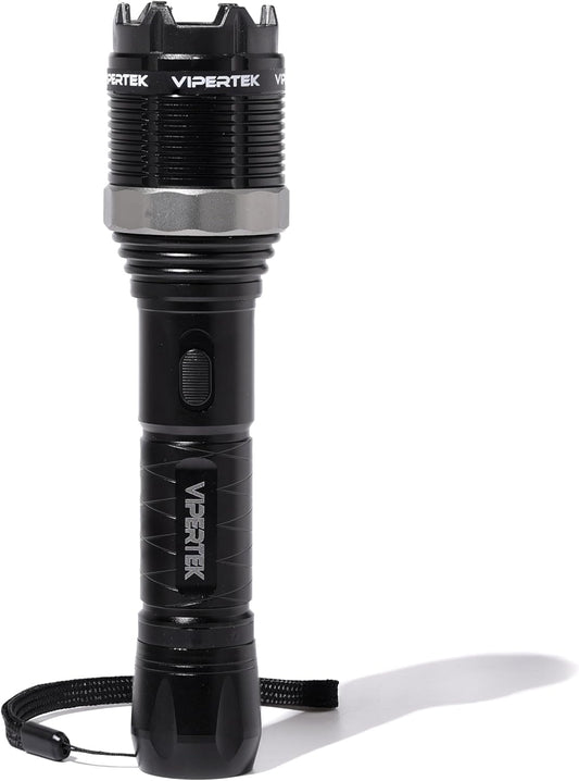 VIPERTEK VTS-T01 Aluminum Stun Gun for Self Defense Rechargeable with LED Flashlight