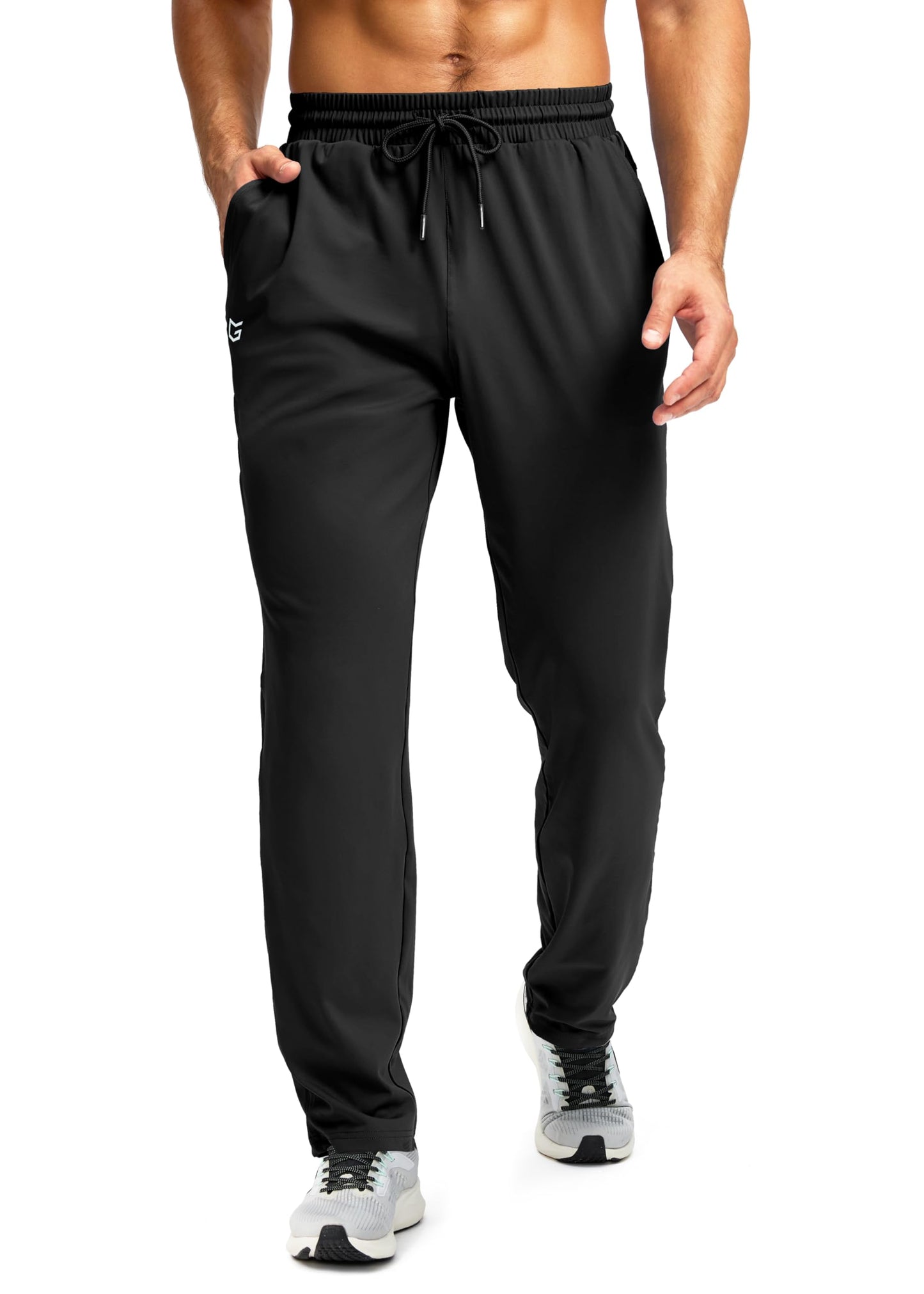 G Gradual Men's Sweatpants with Zipper Pocket Workout Athletic Track Pants Stretch Tapered Joggers for Gym Running Jogging(Black,XL)
