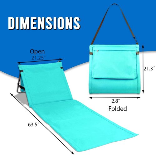 Bo Toys Portable Beach Mat Lounge Chair and Tote (Plain Blue)