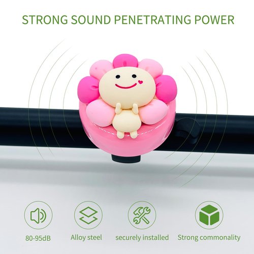 Collyon Pink Flower Fairy Sprite Aluminum Bicycle Bell for Girls