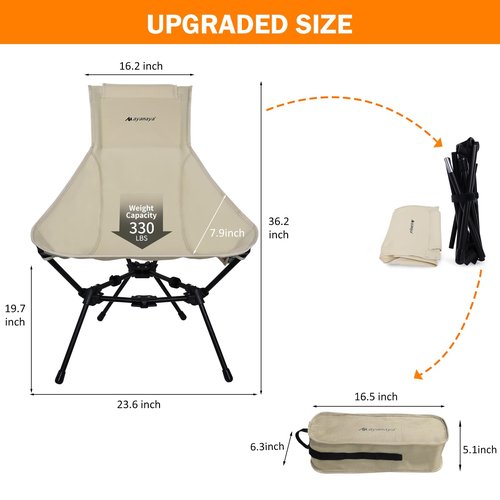 Car Camping Tarp Tailgate & Backpacking Chairs, AYAMAYA 14 x 16 FT Extra Large Car Tent Tarp, Ultralight Folding High Back Camping Chair with Upgrade All Aluminum Widen Frame Structure