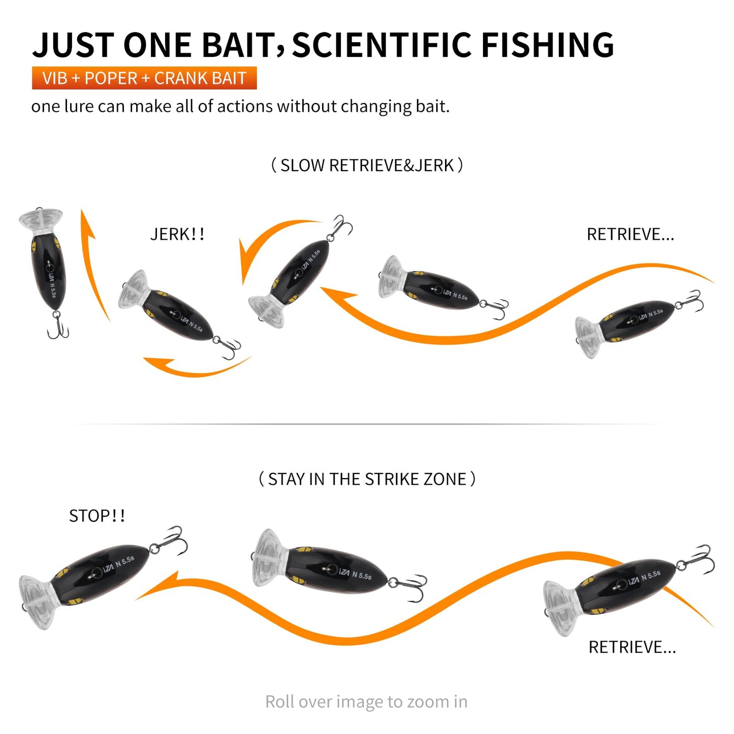 IZA 2.5S Deep Diving Fishing Lures for Freshwate Swimbait Crankbait for Bass Walleye Catfish, Slow Sinking Bass Fishing Lure Fishing Gear and Equipment