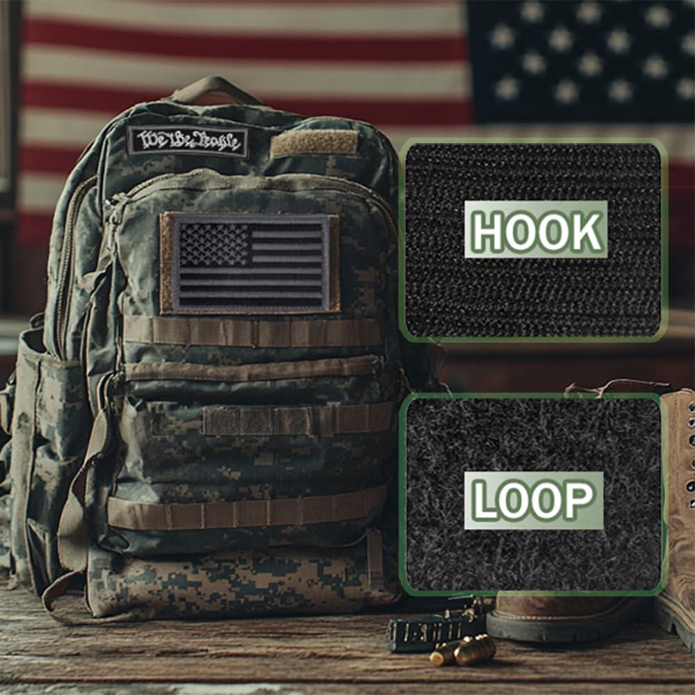 IANZE American Flag Patches, 4 Pieces Tactical USA Flag Patches, Hook & Loop Backing 4 Colors