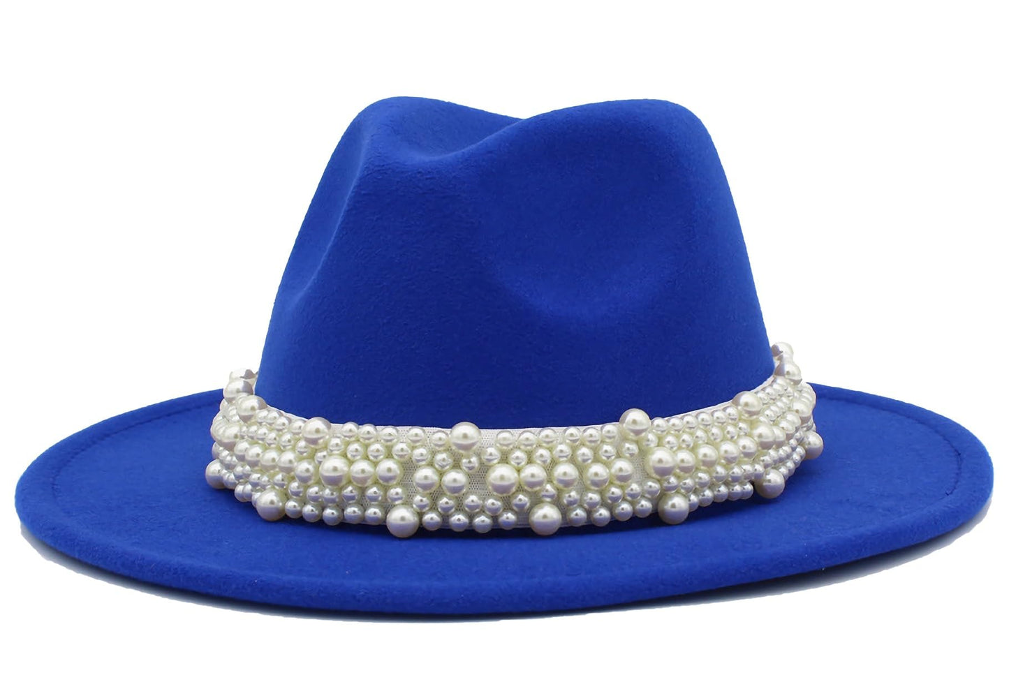 Felt Panama Hats Classic Wide Brim Fedoras Dress Hat (Royal Blue)