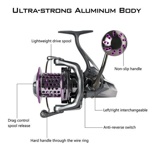 THKFISH Saltwater Spinning Reel 10000 Surf Fishing Reels Saltwater,13 +1 BB,45LB Max Drag,Ultra Smooth Heavy Duty Reel with CNC Aluminum Spool Reels for Long Cast