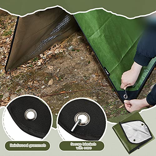 Kingdder 2 Pcs Heavy Duty Emergency Tarps 60 x 82 Inch Green Survival Shelter