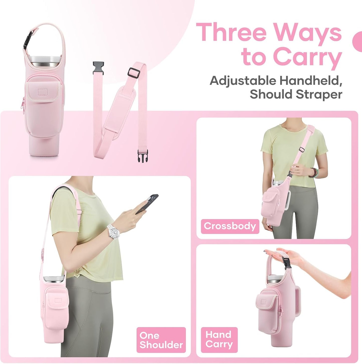 Insulated Neoprene Carrier Bag for Stanley 40/30oz Tumbler | Phone & Flap Pockets