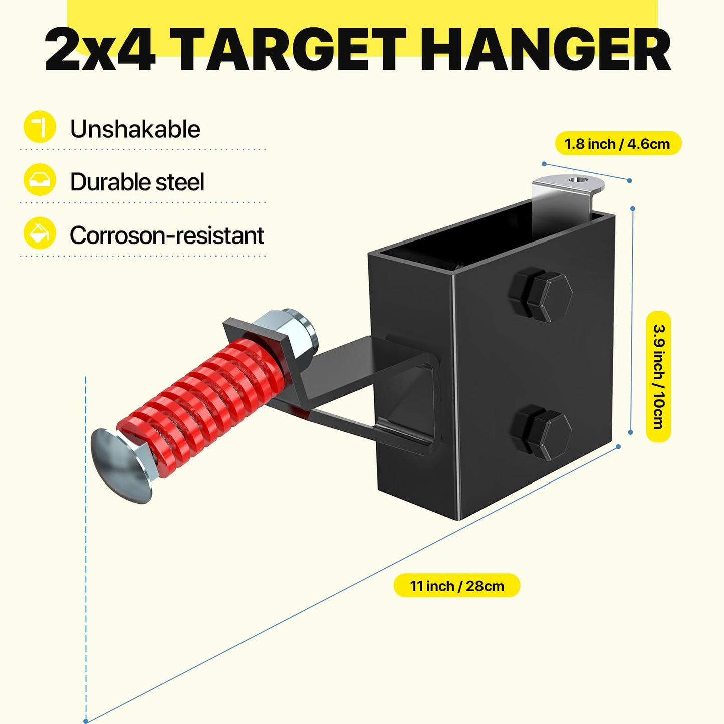 2x4 Steel Target Hanger | AR500 2x4 Shooting Target Stand Brackets | Targets Holders for Shooting | Steel Gong Targets Conversion Adapter for Range | Indoor | Outdoor 1 Pack