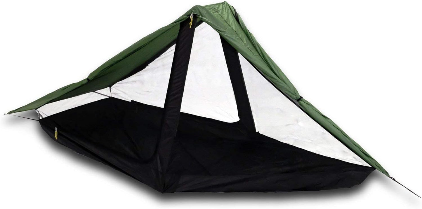 Six Moon Designs Skyscape Scout Green 1 Person Ultralight Tent. 38 oz. Affordable Backpacking, Hiking Tent. Polyurethane Coated 190T Polyester. Trekking Pole Setup. Great 1st Ultralight Camping Tent.