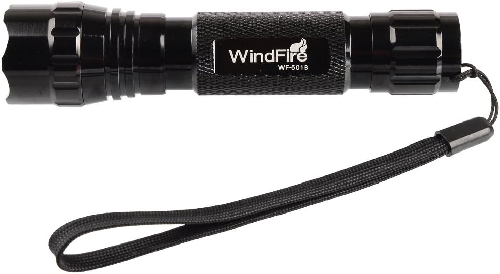 WINDFIRE Tactical Flashlight LED 1200LM 3.7-18V 1 Mode Weapon Light Rifle Flashlight Torch with Pressure Switch/Tactical Switch and 45°Side Picatinny Mount Rail Offset Ring Side Mount