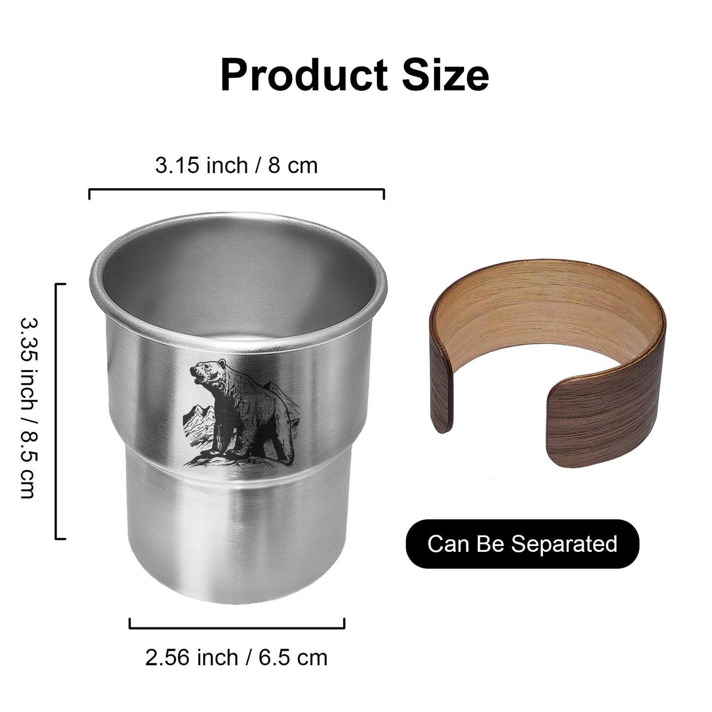 Jutasty Funny Stainless Steel Outdoor Adventurers Cup, Portable Camping Travel Coffee Cup Mug, Hiking Backpacking Outdoor Cup Gifts for Men Father Grandpa Uncle, Animal Polar Bear, 9.5oz(280ml)