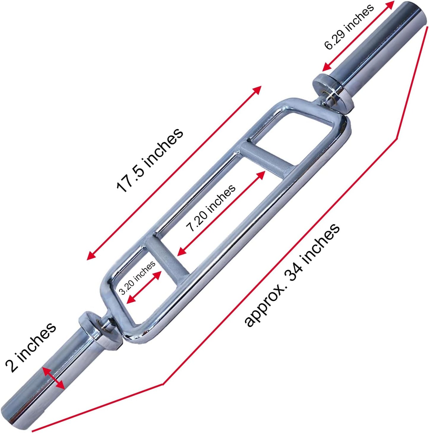 FITNESS MANIAC 34" Barbell Solid Olympic Chrome Tricep Hammer Curl Fitness Gym Weight Bar Home Gym Weightlifting Exercise Training Bars Powerlifting 34 Inches
