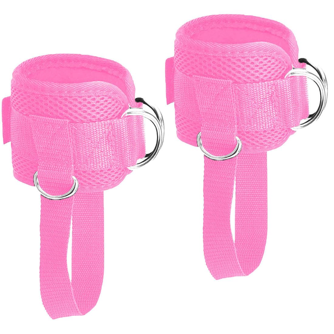 Ankle Straps Ankle Bands Wrist Cuffs Padded Straps Adjustable Fitness Glute Kickback D-Ring for Cable Machine with Extra Foot Heel Belts 1 Pair