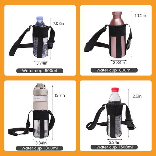 SZSUYAD Black Water Bottle Shoulder Strap, Suitable for 12-32oz Universal Water Bottle, Simple Adjustable Crossbody Strap For Outdoor Sports(Bottle Excluded)