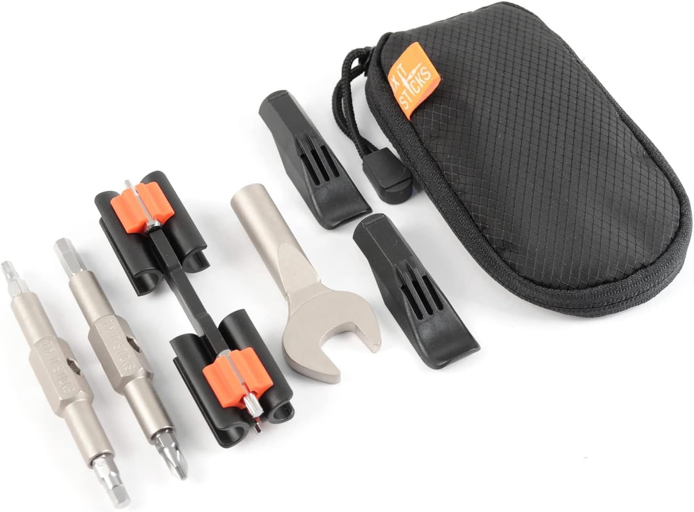 Fix It Sticks Commuter Compact Bike Tool Kit - Replaceable Sticks with Bracket, 2, 2.5, 3, 4, 5, 6 mm hex, T-25, and P2 Bits, 2 Tire Levers, 15mm Wrench, Carrying Case