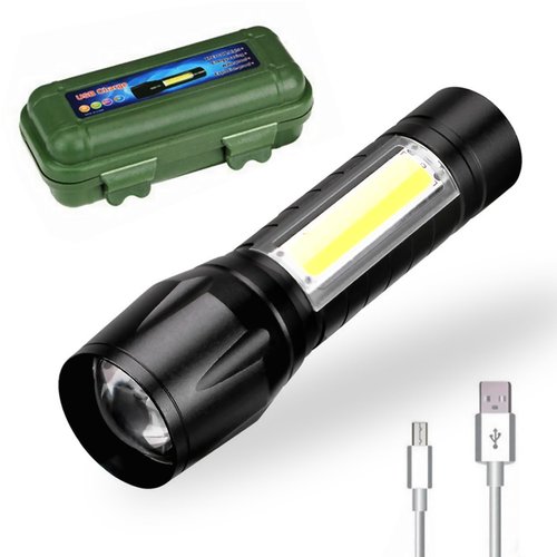 GOPLANT Mini 300 Lumens Flashlight, Small Rechargeable LED Strobing Light Super Bright, Rotate Zoom Mode, Adjustable Light 5 Modes, Outdoor Flashlight (#2)