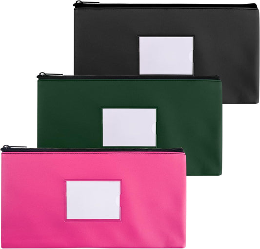 7 Pack Money Bags with Zipper for Cash | 11.25" x 6.25" | 7 Colors | Bank Deposit Bags, Cash Pouches with Zipper, Cash Register bag