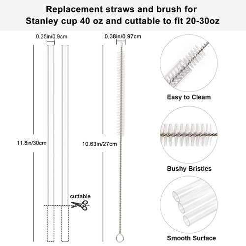 CHEETAH 6 Pcs Accessories for Stanley Cup 20-40oz,2 Straw Covers,2 Replacement Straws,1 Straw Brush,1 Boot Included, SIlicone Straw Cover Caps Topper (Cream)