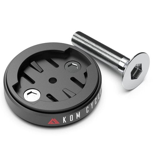 KOM Cycling Top Cap Mount for Garmin and Wahoo Bike Computers (Bike Mount for Edge 1040, Elemnt Roam, Elemnt Bolt v2) 1040 Bike Mount Compatible (Black)