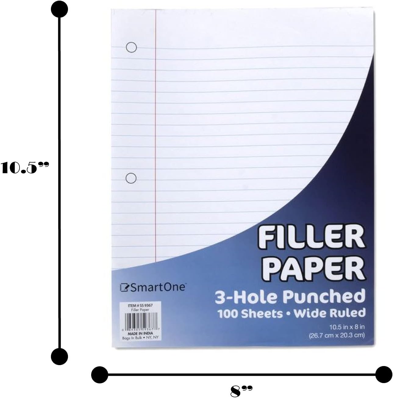 50 Pack Bulk Binder Paper Wide Ruled, 3 Hole Punched Loose Leaf Binder Paper Bulk - 100 Sheets (200 Double-Sided Pages)