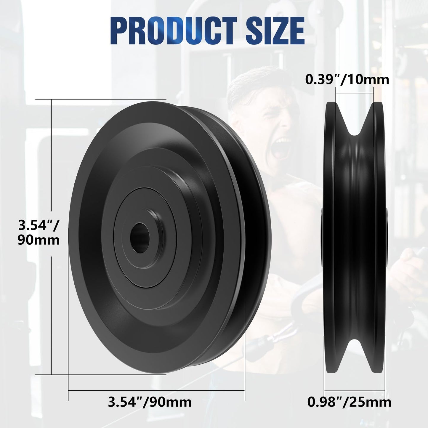 Anobeyi 90mm/3.5" Nylon Bearing Pulley, Cable Pulley Wheel Attachment, Universal Nylon Pulley for Home Gym Equipment Accessories, Pull-Down Smith Machine, Garage, Cable Machine (Black-12pcs)