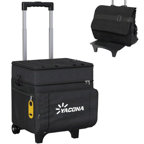 Cooler with Wheels and Handle, 50 Can Rolling Cooler, Portable Collapsible Soft Cooler with Wheels, Leakproof Insulated WheeledCooler for Beach, Camping, Patio Travel, Outdoor, Ball Fields