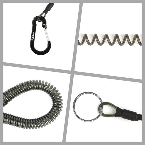 Pullther fishing Coiled Lanyard,Fly Fishing Lanyard with Carabiner,Retractable Tool Lanyard,Anti Loss Key Lanyard,Tool Lanyards for Hand Tools,for Pliers,Fishing Shears,Fishing Accessories.