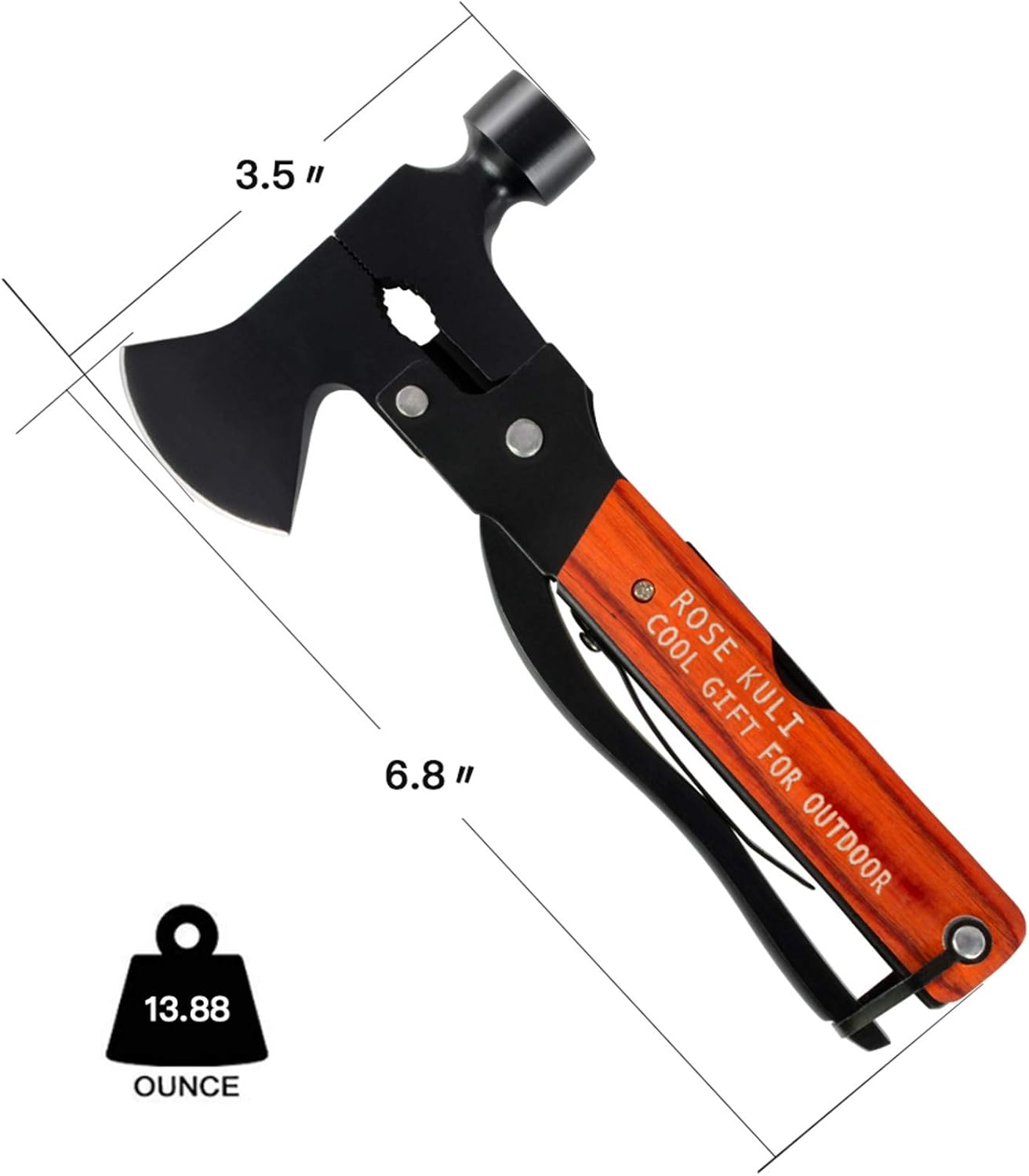 Camping Gear Multitool, Cool & Unique Birthday Gifts for Men Dad Husband Boyfriend, 18-in-1 Survival Gear for Outdoor Hunting Hiking, Emergency Escape Tool with Axe,Hammer,Plier,Knife,Bottle Opener