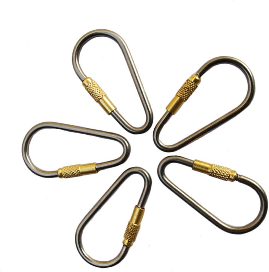5pcs MINI Titanium Locking Carabiner, Perfect D-Ring for Outdoor and Indoor Use