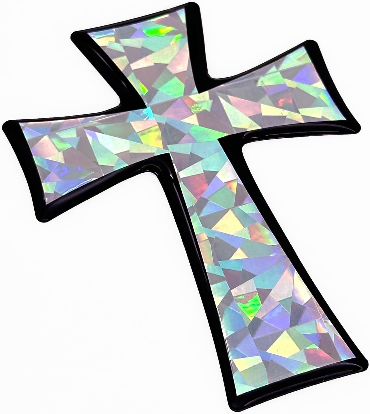 Elektroplate Christian Cross (Tapered) Reflective Domed Decal (3.25" x 2.5") Premium Automotive-Grade 3D All Weather Vinyl Sticker for Car, Water Bottle, Laptop, Phone & More | Made in The USA