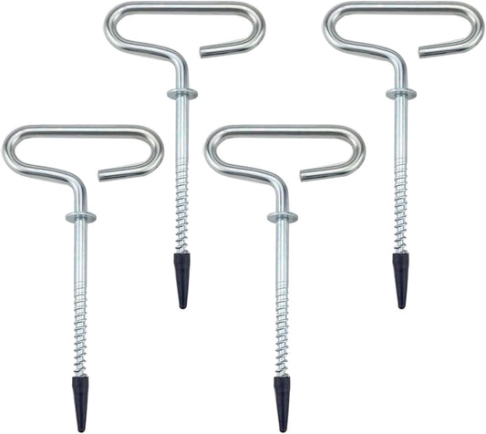 4Pcs Heavy Duty Tent Stakes, 18cm Ground Anchors, Threaded Peg for High Winds, Ice Fishing Shelter Nails, Metal Stake for Outdoor Summer Camping Activities, Durable Tent Fixer Spikes