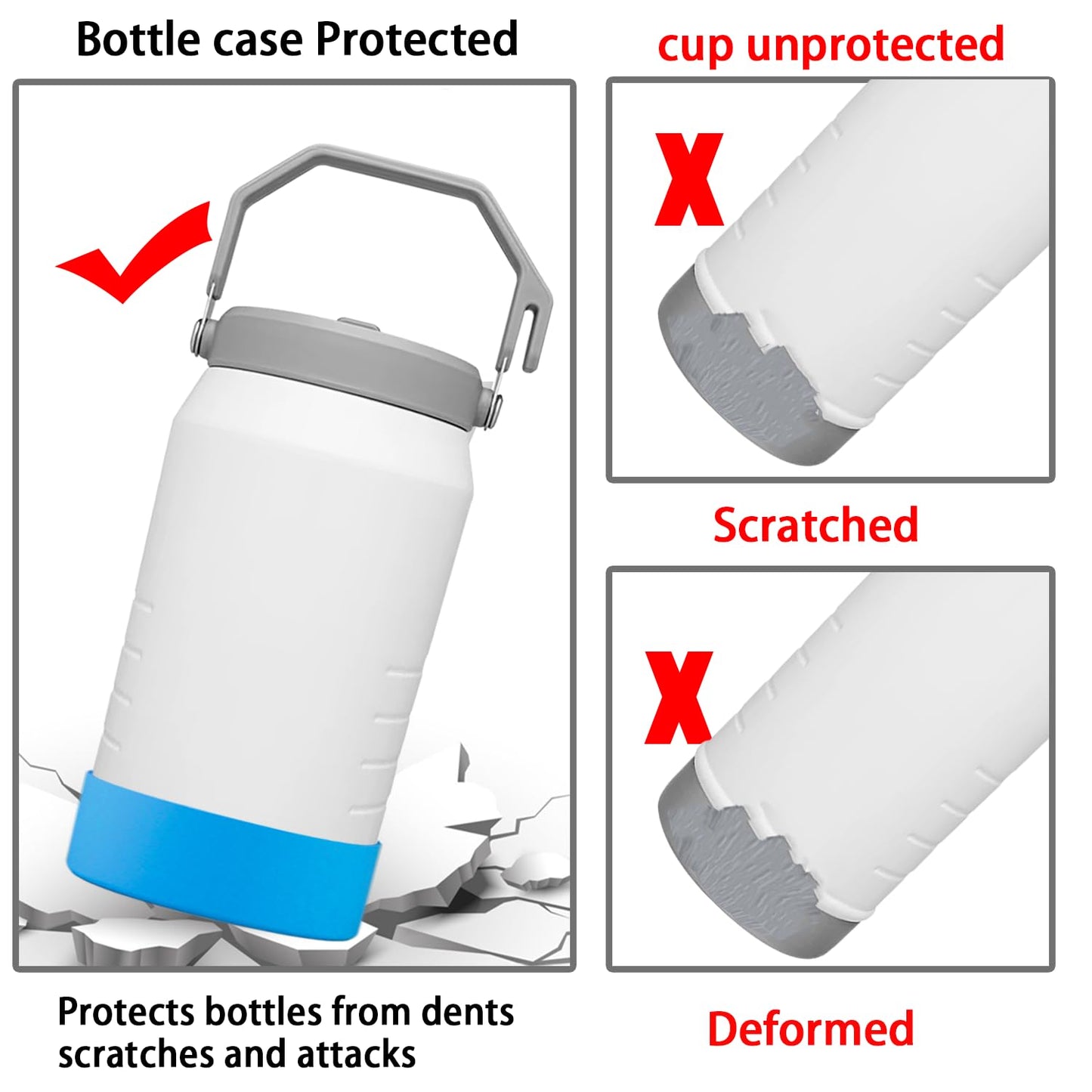 4-Piece Silicone Sleeve with Replacement Gasket for Stanley 64oz IceFlow Flip Top Tumbler, Silicone Sleeve Replacement Gasket for Stanley 64oz Water Bottle (4, Yellow Sky Blue)
