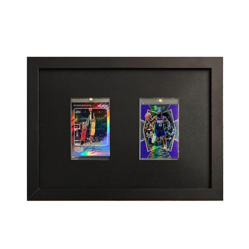 Sports Graded Card Display Case - Wall Mount with UV Protection Glass Door for Baseball Basketball Football Hockey Trading Card Collection (2*35PT Clips)
