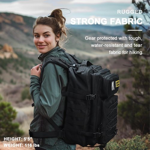 NWT XPEDITION Military Tactical Backpack,Sturdy Work & Molle Laptops Rucksack, Heavy Duty Pack for Hiking Camping Travel Fishing Gym,Black