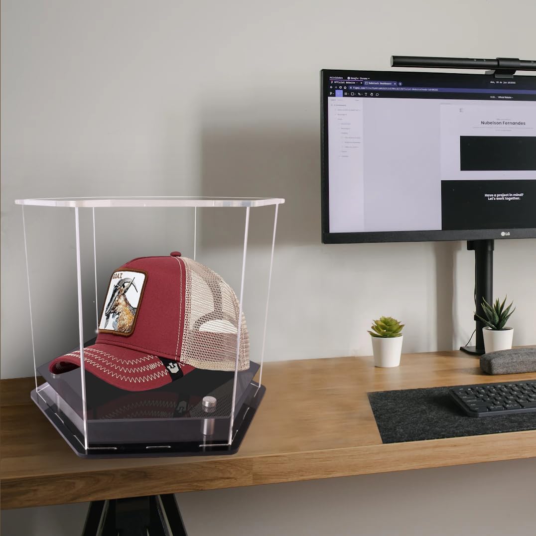 Acrylic Baseball Cap Holder,Clear Hat Display Case,hat Display case for Baseball,Baseball Football Cap Display Stand,Perfect for Baseball,Football or Snapback Caps 9.8*8.7*7.9IN