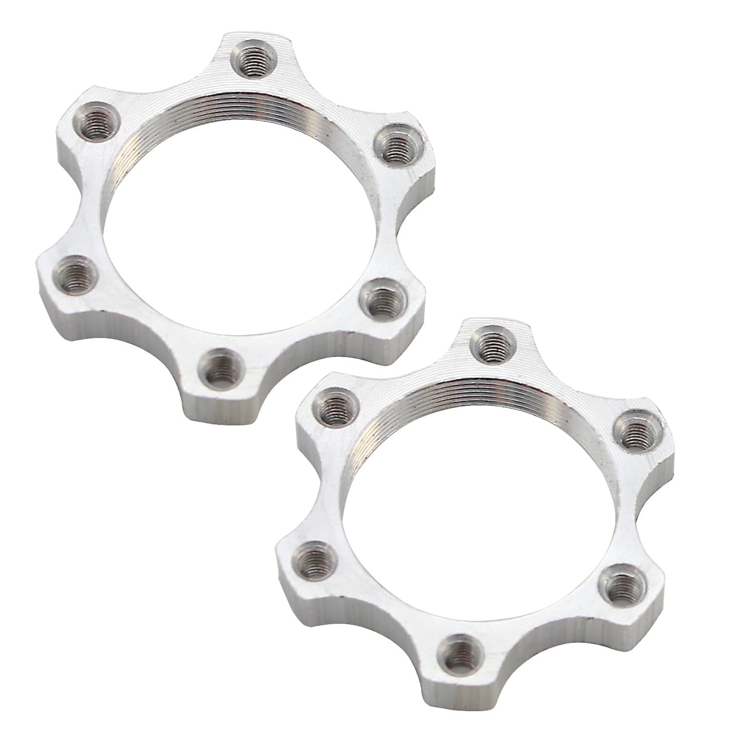 Generic 2 Pcs Bike Bicycle Freewheel Threaded Hubs Disk Disc Brake Rotor Aluminium Alloy 6 Bolt Flange Adapter Hub Conversion Adapter 44mm/1.73 Inch Cycling Accessories, silvery, zxcdslw001