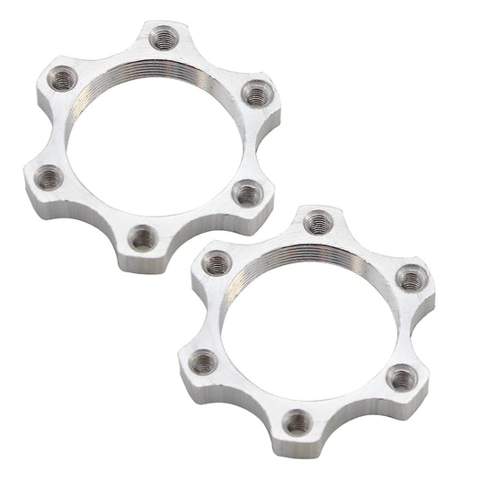 Generic 2 Pcs Bike Bicycle Freewheel Threaded Hubs Disk Disc Brake Rotor Aluminium Alloy 6 Bolt Flange Adapter Hub Conversion Adapter 44mm/1.73 Inch Cycling Accessories, silvery, zxcdslw001