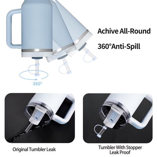 DUNLAGUE Silicone Spill Stopper Set Compatible with Stanley Cup 2.0 30oz & 40oz with Straw Cover (Set of 4, Multi Color)
