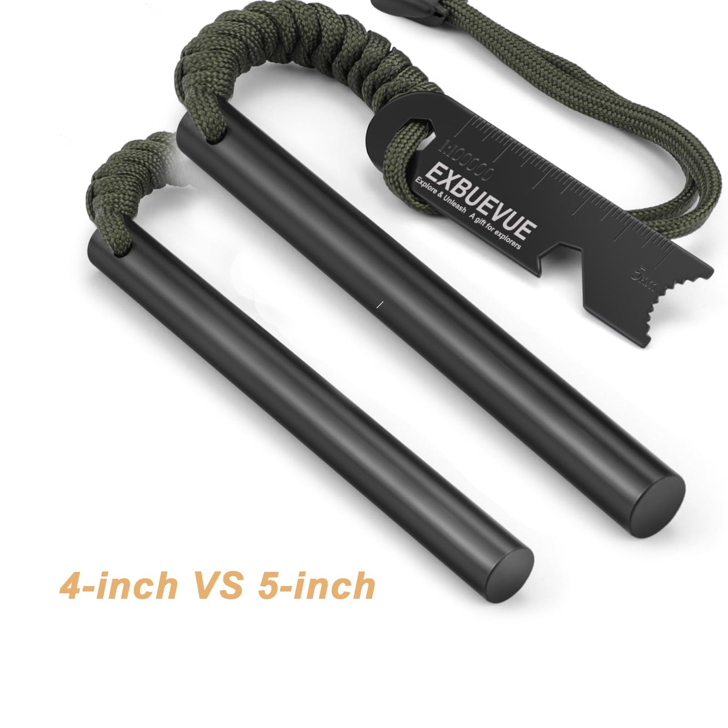 EXBUEVUE Fire Starter, 5'' Ferro Rod Outdoor Survival Tools Flint and Steel and Stricker for Bushcraft, Camping, Hiking Kits