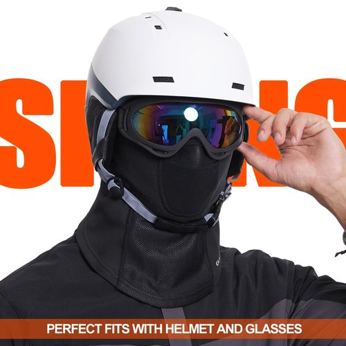 Sireck Cold Weather Balaclava Ski Mask, Fleece Thermal Winter Face Mask Head Warmer, Windproof Skiing Hunting Survival Motorcycle Accessories & Gear for Men Women(Black)