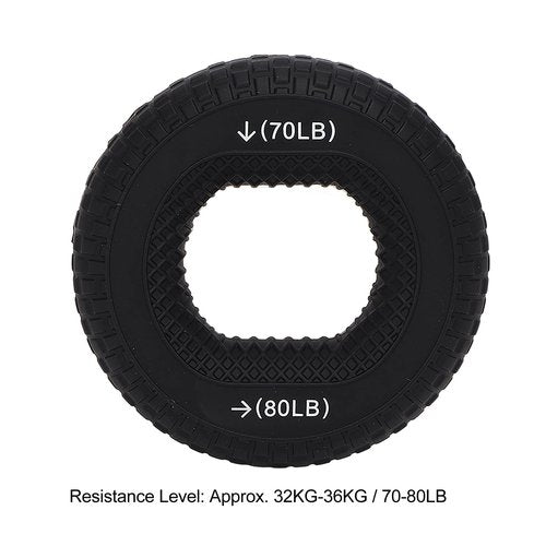 Grip Exercise Ring,70 to 80LB Hand Grip Strengthener Soft Silicone Portable Tire Texture Forearm Finger Exerciser Grip Strength Trainer Ring Black