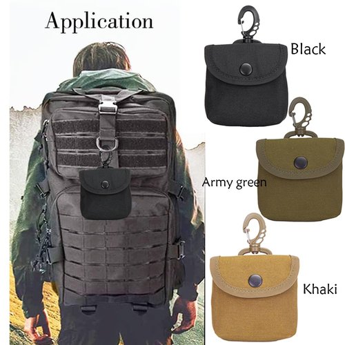 Tactical Key Pouch - Military EDC Pocket Pouch as Keychain Coin Purse Battery Cigarette Case Mini Tool Organizer ID Card Holder Waist Case Earphone Pack (Black-1pc)