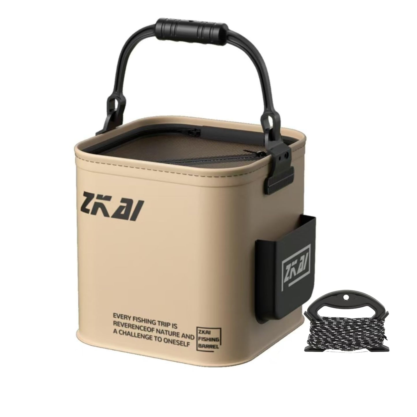 Foldable Fishing Bucket, Portable Fishing Water Pail, 13L/3.43Gal, for Hiking Fishing Camping Traveling Boating with Meters Rope