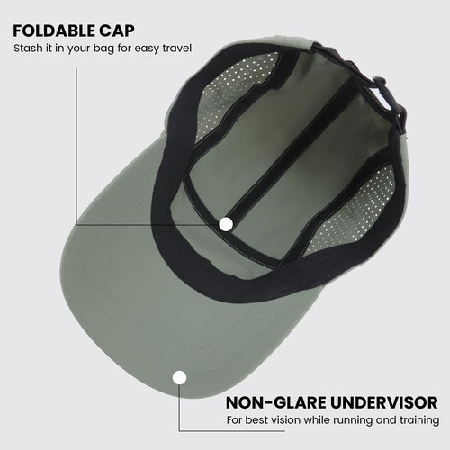 KOPHINOOR Khaki Baseball Cap Cooling Hat, Reflective Golf Running Hat for Men Women, Foldable Performance Hat Outdoors