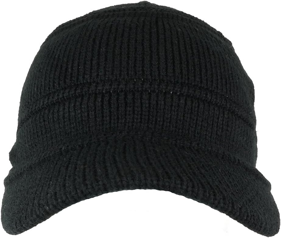 Army Style Acrylic Cadet Winter Beanie Hat with Visor