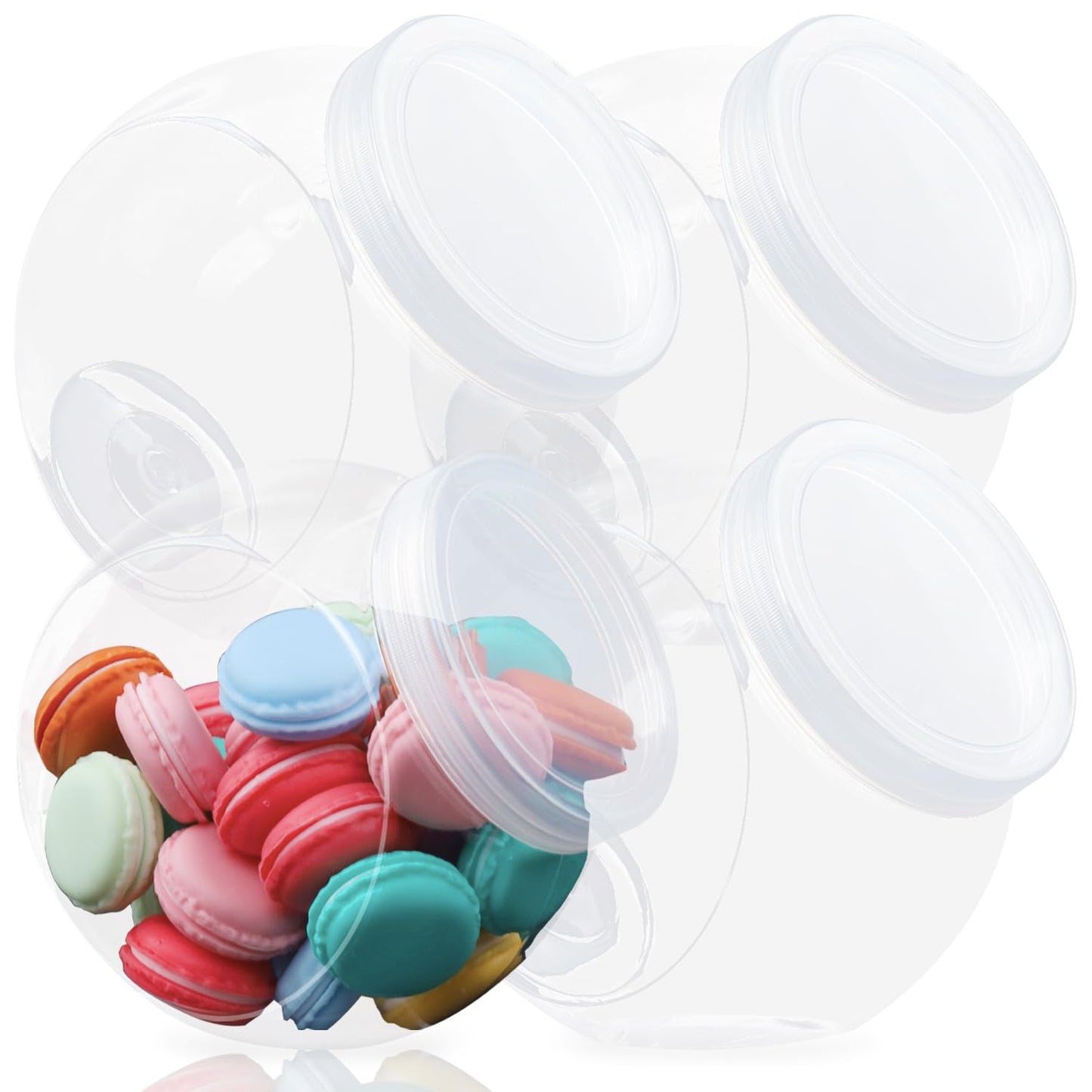 Candy Jar,Cookie Jar Cookie Containers Candy Jars with Lids,4 Pack Plastic Candy Jars for Candy Buffet and Party Table, Candy Buffet Containers, Cookie Jars Dry Food Jars-48 oz (25.4oz)